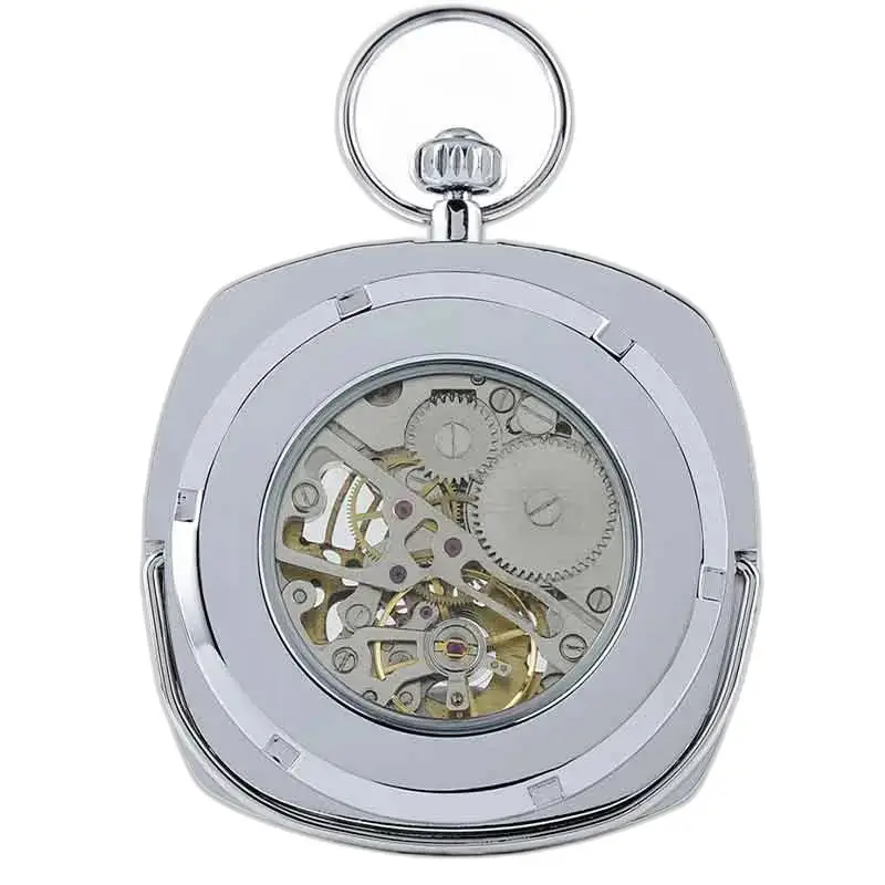 Chique Zilver Herenzakhorloge met zichtbaar opwindmechanisme