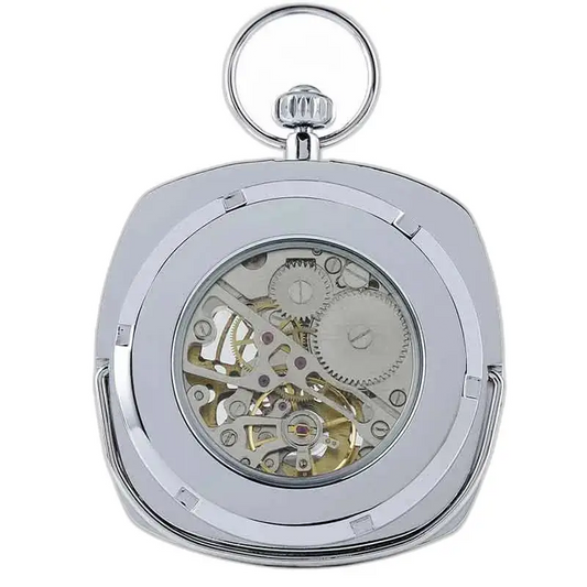 Chique Zilver Herenzakhorloge met zichtbaar opwindmechanisme