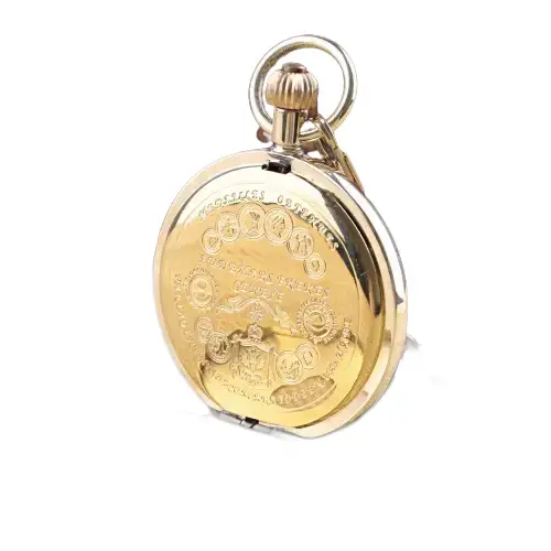 Gouden herenzakhorloge met Romeinse cijfers en elegant mechanisch uurwerk