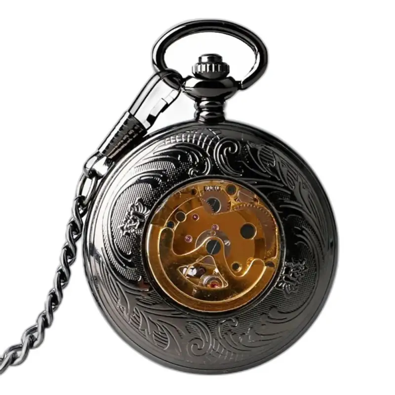 Iridium automatisch Steampunk zwart zakhorloge met een elegant zwart design