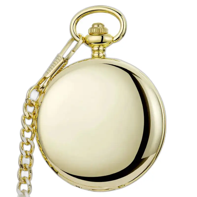 Klassiek zilver glad mechanisch zakhorloge met elegante gouden ketting