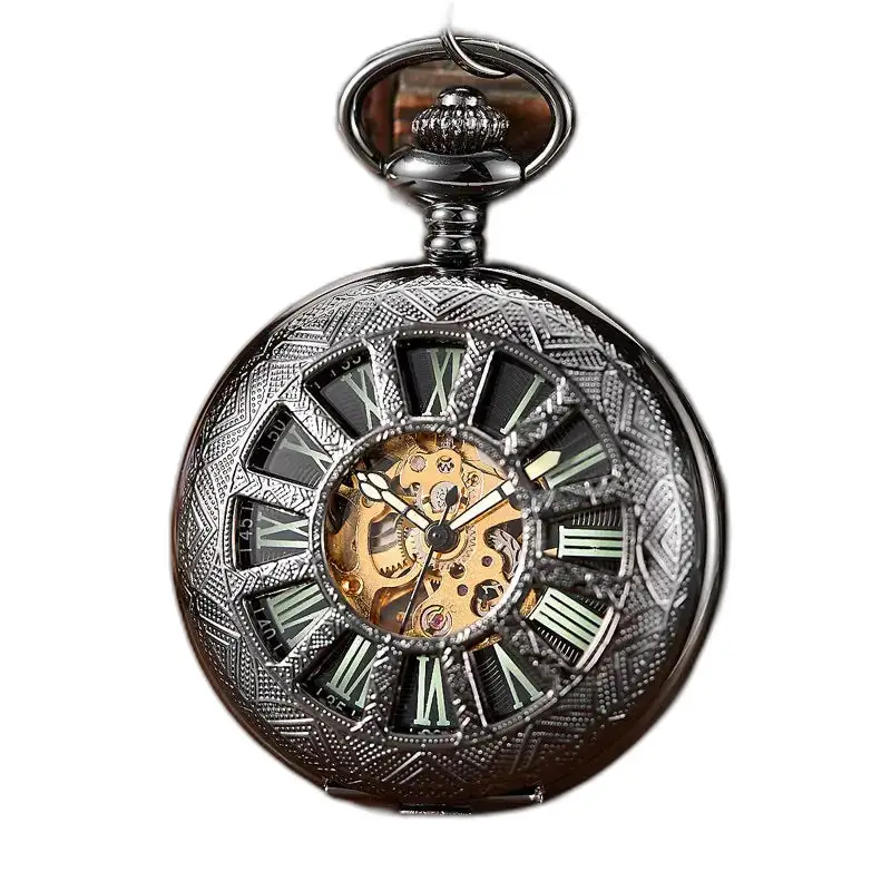 Evil Flower Luminous zakhorloge in zwart, versierd met elegante decoratie