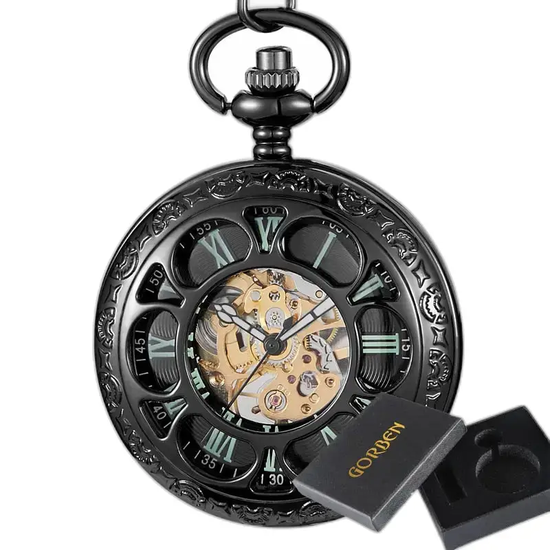 Evil Flower Luminous zakhorloge met een elegante zwarte skeleton wijzerplaat