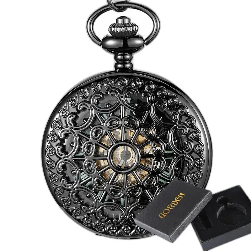Spider Ruins Lichtgevend zakhorloge met een sierlijk, vintage zwart design