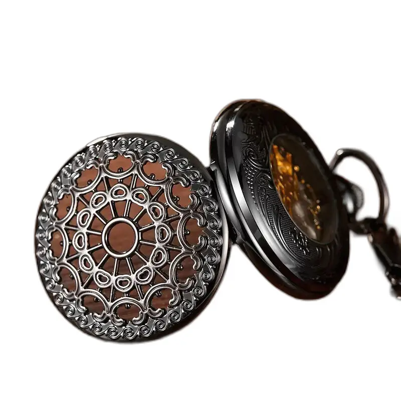 Spider Ruins Lichtgevend zakhorloge met een sierlijk, vintage zwart design