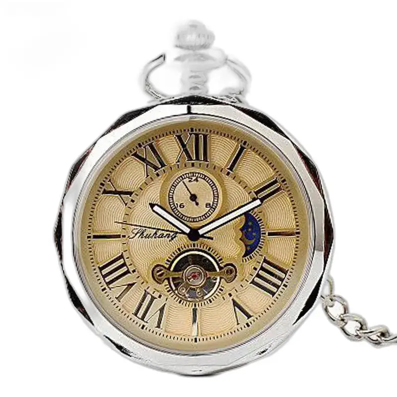 Lune Luxe heren dameszakhorloge met Romeinse cijfers en zilveren maanfase
