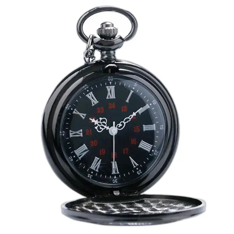 Luxe zwartzilveren zakhorloge met elegante Romeinse cijfers