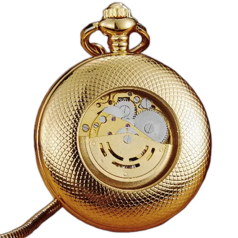 Luxe klassiek automatisch gouden zakhorloge met elegant mechanisch ontwerp