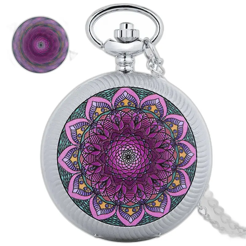 Luxe zakhorloge met mandala-motief aan smaragdgroene roterende ketting