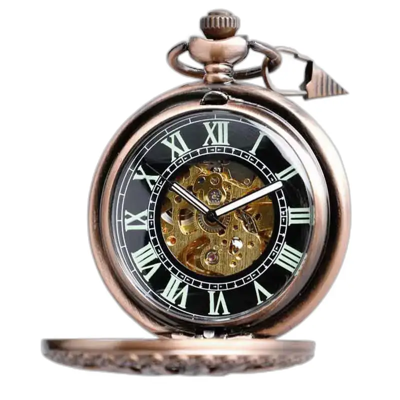 Carnelian luxe zakhorloge met zichtbaar mechanisme in brons, tijdloze elegantie