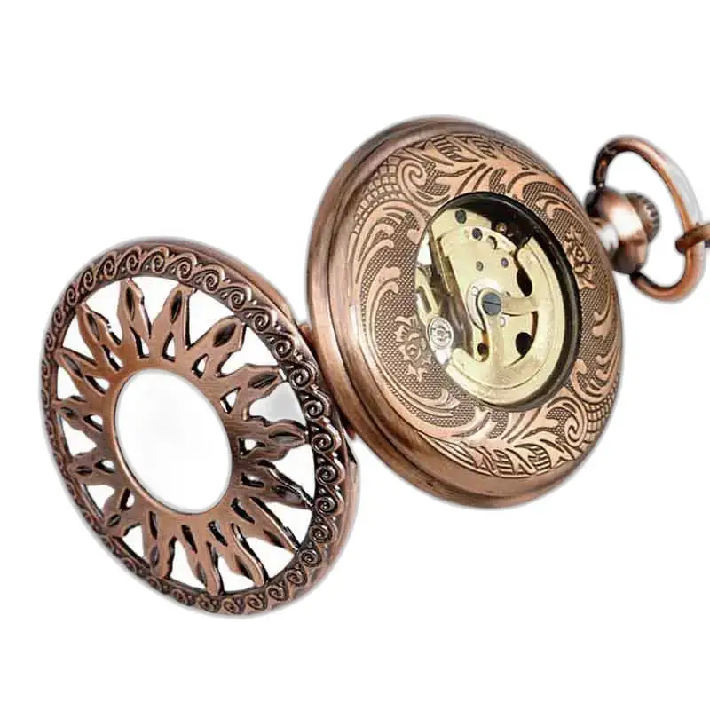 Carnelian luxe zakhorloge met zichtbaar mechanisme in sierlijk en elegant brons