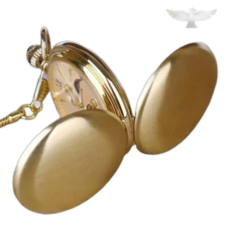 Luxe Double Clapper Gold zakhorloge met open maanfase in goud