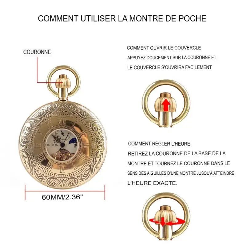 Luxe Dubbel Demi Chasseur Zakhorloge met Gouden Horloge en Handleiding