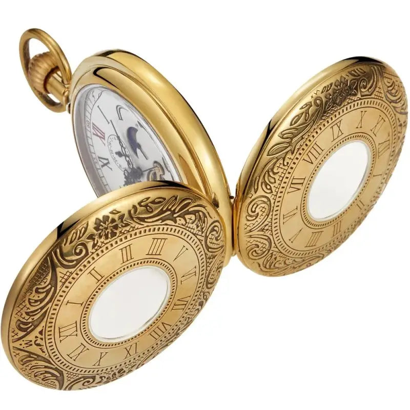 Luxe Double Demi Chasseur zakhorloge met prachtige gouden wijzerplaat