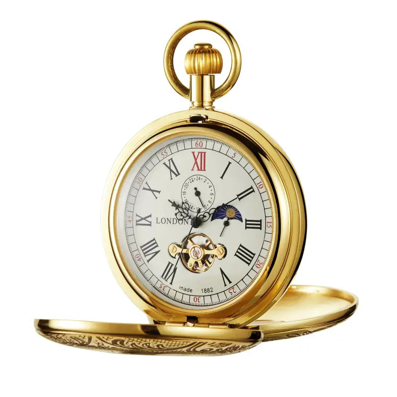 Luxe Dubbel Demi Chasseur zakhorloge met gouden Romeinse cijfers