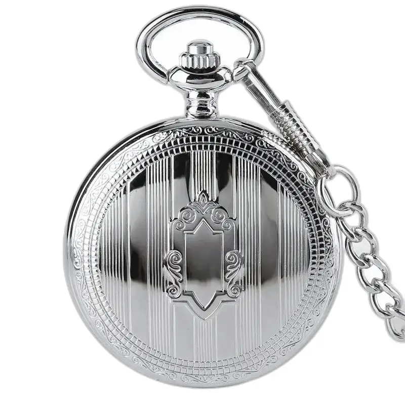 Luxe heren mechanisch zilveren zakhorloge met mechanisch uurwerk en ketting