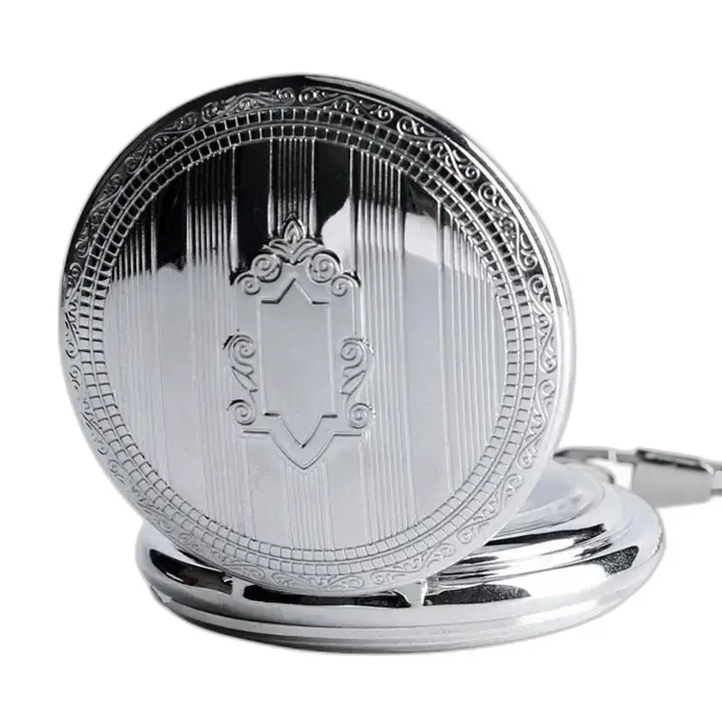 Luxe heren mechanisch zilveren zakhorloge met elegant mechanisch uurwerk