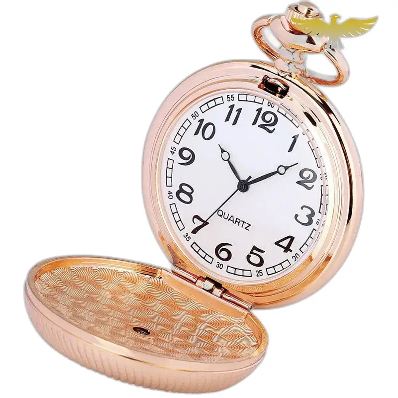 Luxe roségouden herenzakhorloge voor dames met elegante open bloemenkast
