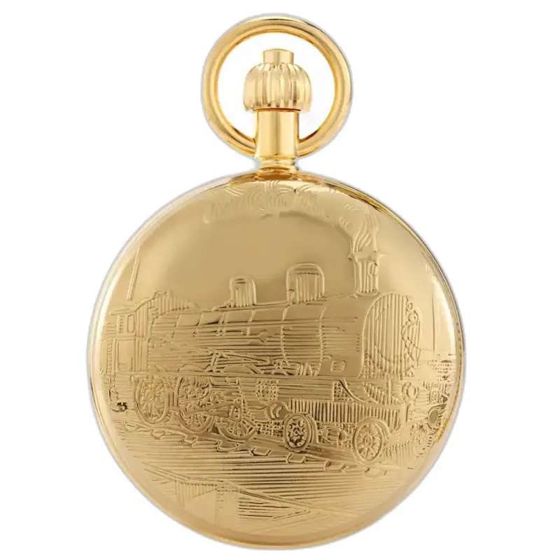 Luxe zakhorloge Prestige Loco D'or met gouden treingravure