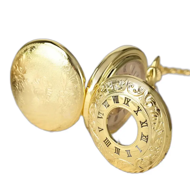 Luxe skeletgouden zakhorloge met Romeinse cijfers en uitgebreid ontwerp