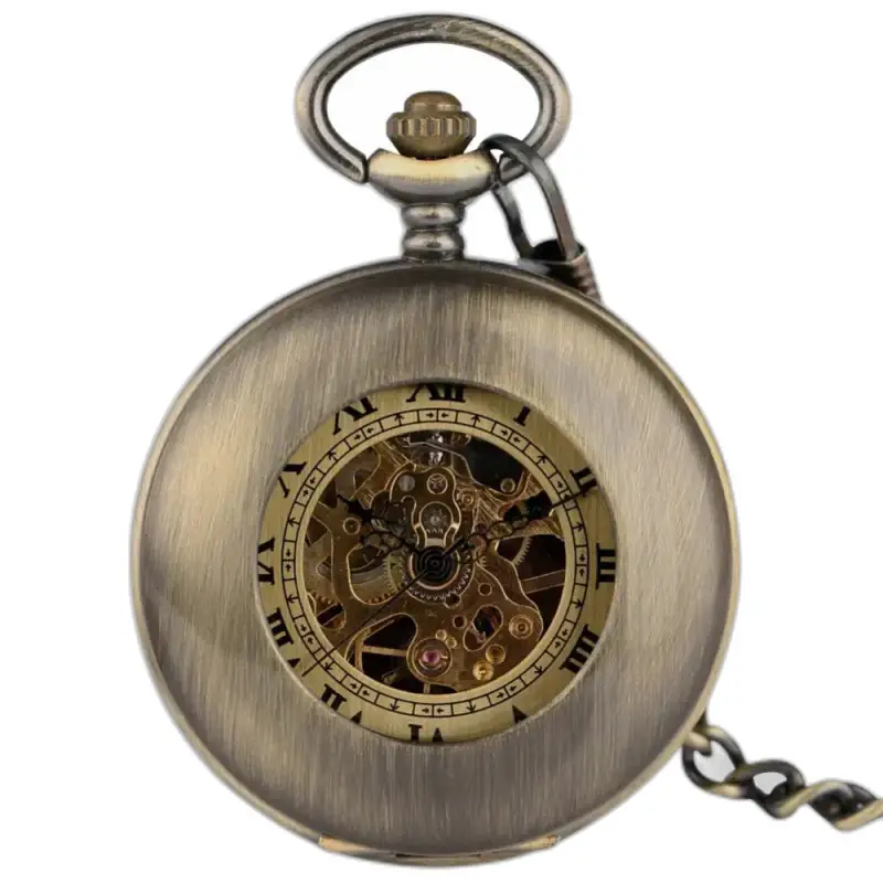 Luxe Dream Bronze herenzakhorloge met zichtbaar mechanisme en antiek design