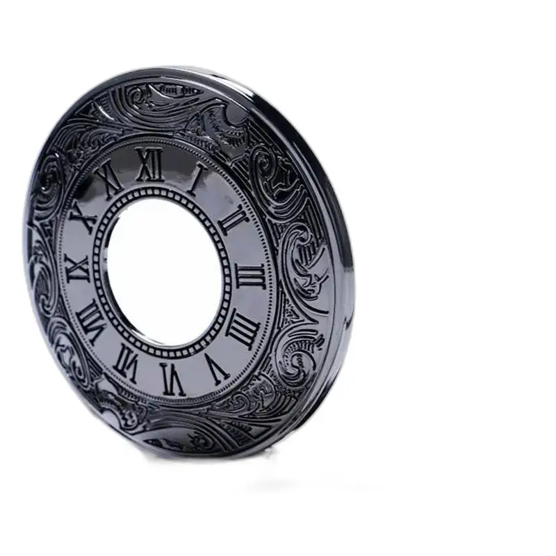 Zwart metalen chic mechanisch zakhorloge met sierlijke wijzerplaat en Romeinse cijfers