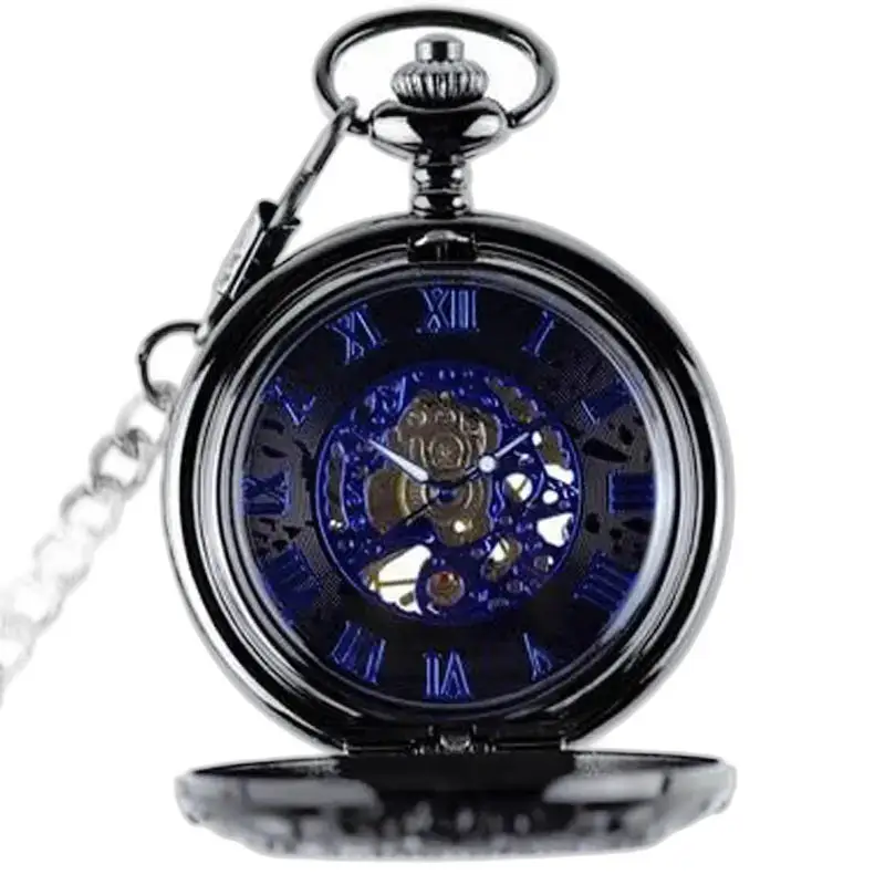 Zwart Phenix Mechanisch zakhorloge met beschermklep en zichtbaar mechanisme