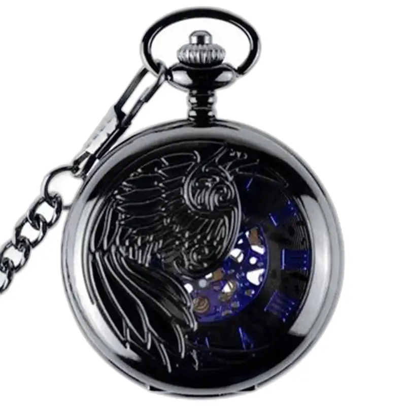 Zwart Phenix mechanisch zakhorloge met beschermende sluiting en adelaarsontwerp