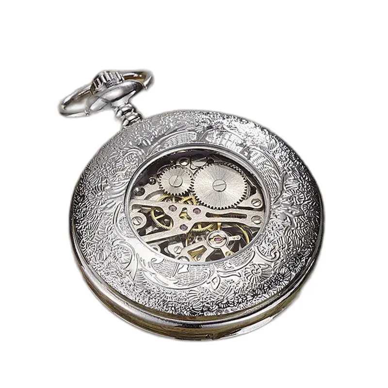 Mechanisch zakhorloge, zwarte wijzerplaat, Romeinse cijfers in glanzend zilver