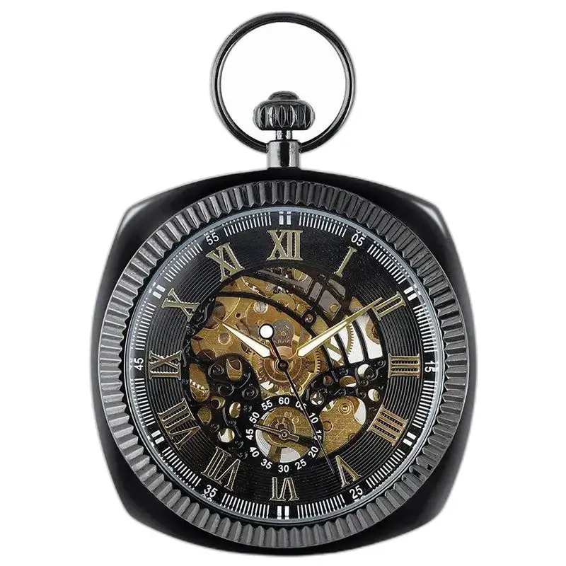 Mechanisch zakhorloge met open wijzerplaat en chique luxe zwart design