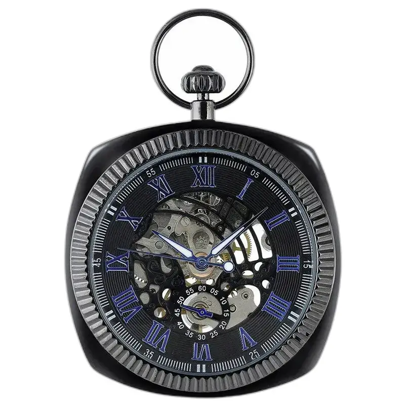 Mechanisch zakhorloge met chique open wijzerplaat in zwart en zilver