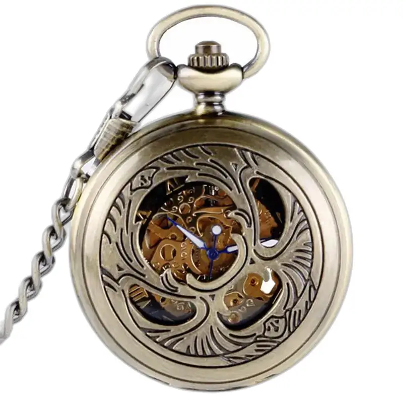 Chique mechanisch zakhorloge met handmatige opwinding en zichtbare versnellingen