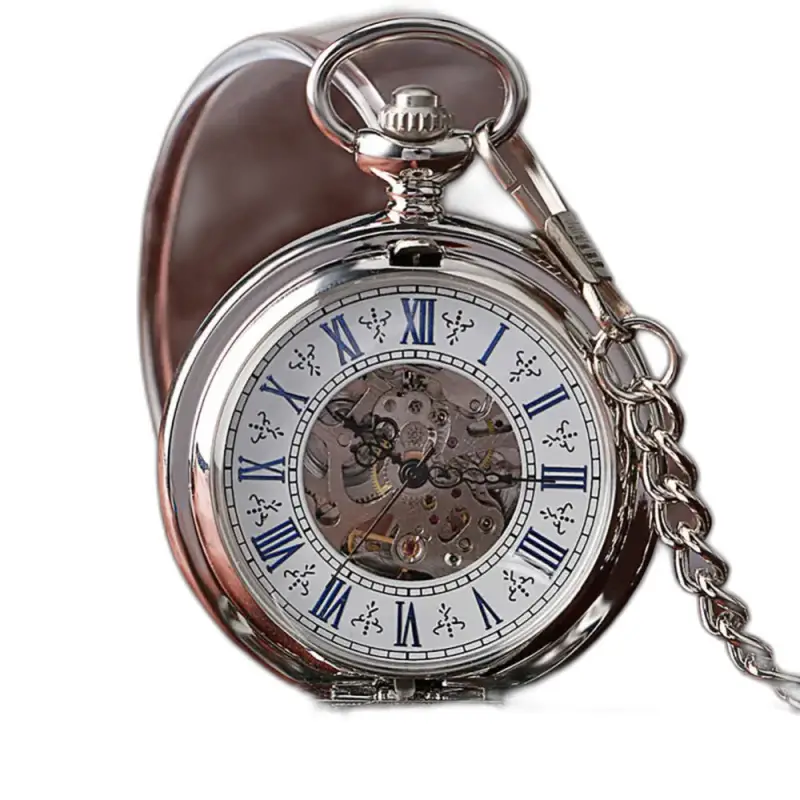 Dark Sun mechanisch dameszakhorloge voor heren met elegante zilveren ketting