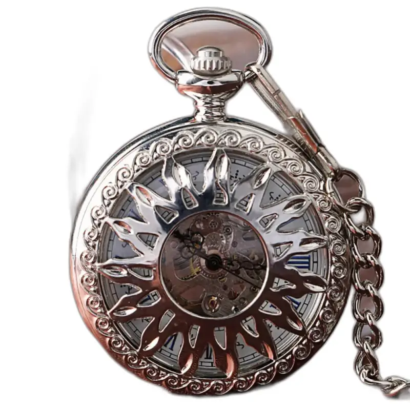 Dark Sun mechanisch dameszakhorloge voor heren met stijlvol zilverkleurig ontwerp