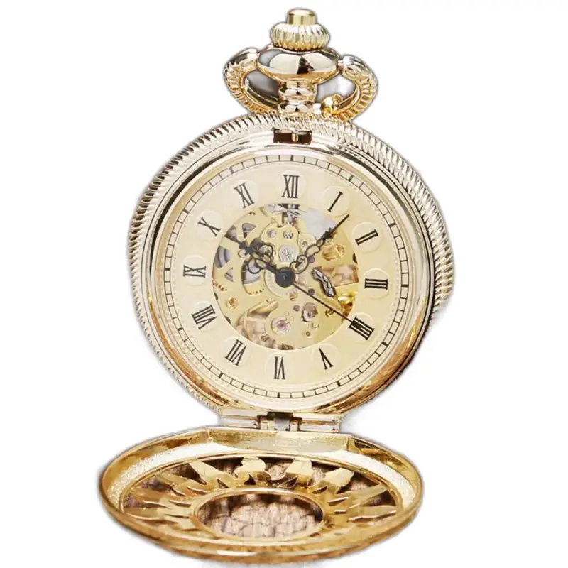 Montre à gousset mécanique Dark Sun en or avec design classique et élégant