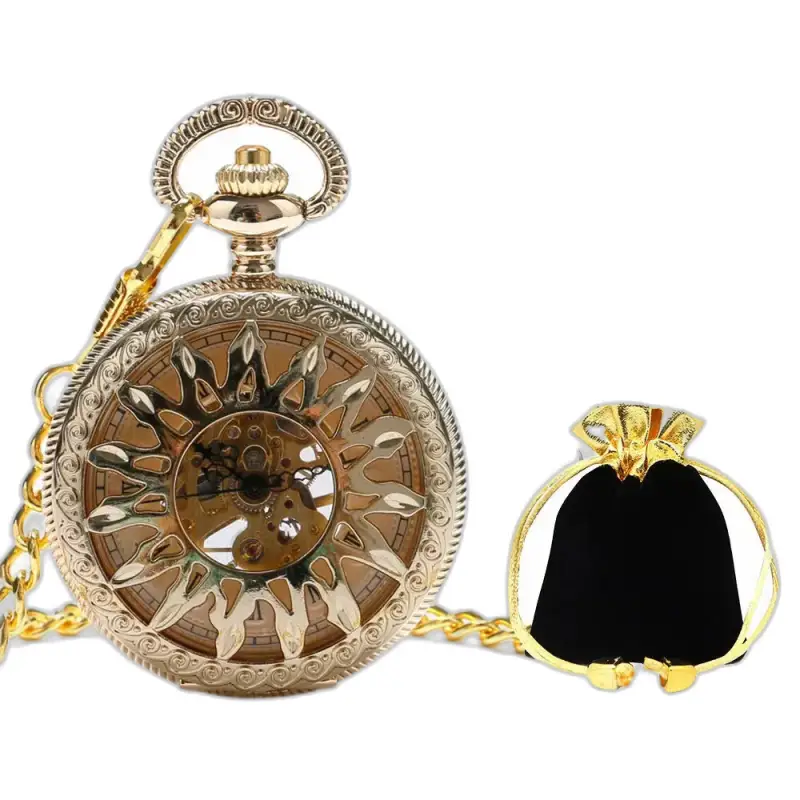 Dark Sun mechanisch zakhorloge in goud met ketting en elegant etui