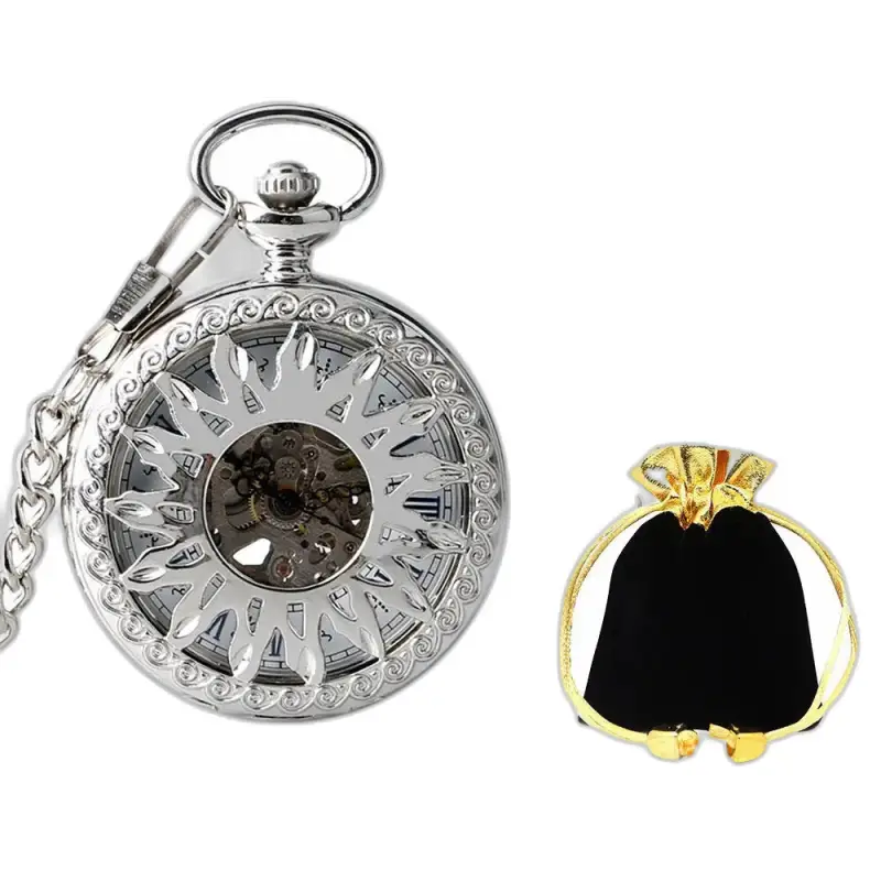 Dark Sun mechanisch zakhorloge met leren zak, elegant en verfijnd