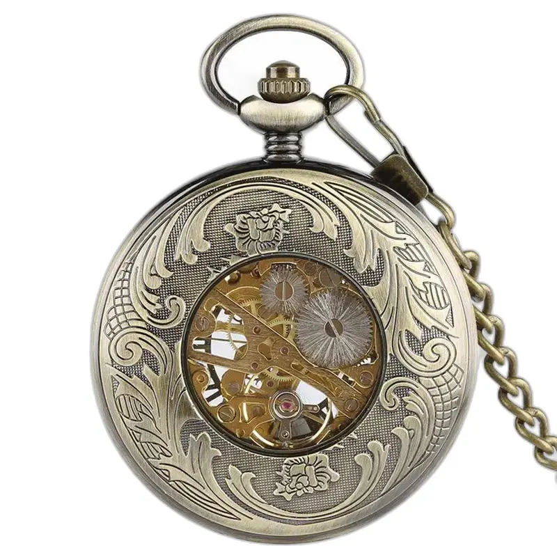 Demi Chasseur heren mechanisch zakhorloge met zichtbare tandwielen en antiek design