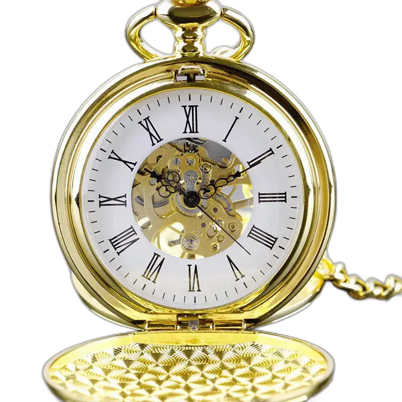 Mechanisch zakhorloge met dubbele chasseur voor heren, in afgezwakt goud, elegant en verfijnd