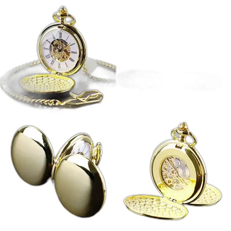 Chasseur Dubbel mechanisch herenzakhorloge in goud, elegant en verfijnd