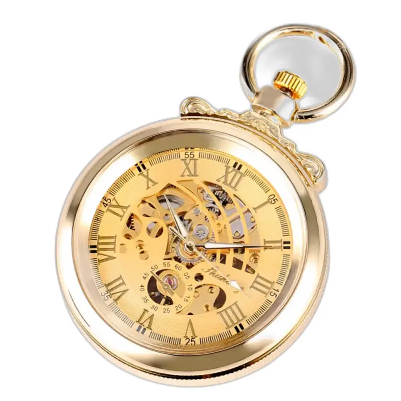 Gentleman luxe gouden mechanisch zakhorloge met een elegant gouden ontwerp