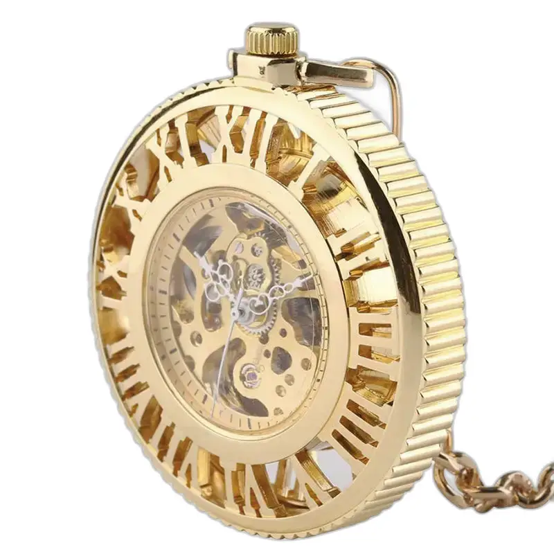 Gouden Roman Chic mechanisch zakhorloge met luxe gouden skelet