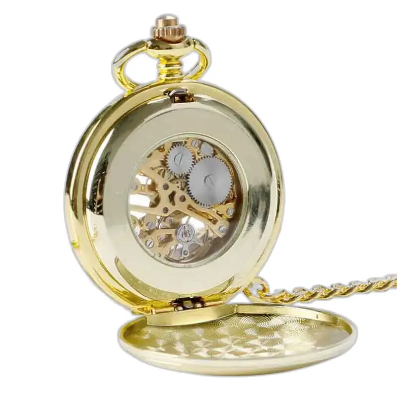 Gold Tentation mechanisch zakhorloge, elegant gouden mechanisch zakhorloge in gouden kleur