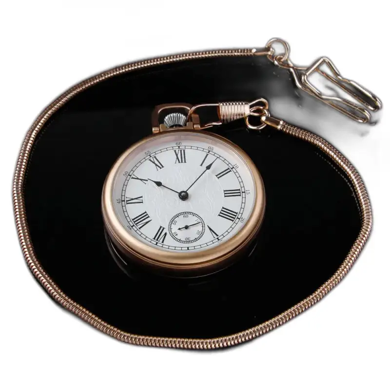 Vintage gouden mechanisch zakhorloge met ketting, een uitzonderlijk sieraad