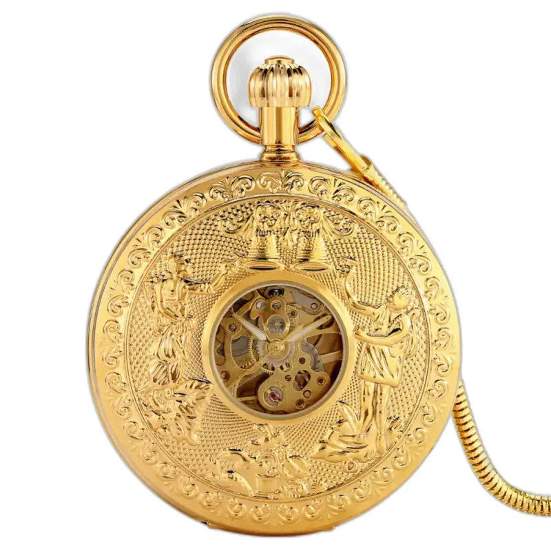 Golden Bell Luxe mechanisch zakhorloge met elegant sierlijk gouddesign