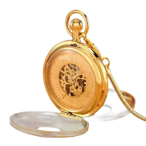 Golden Bell Luxe mechanisch zakhorloge met goudkleurige ketting