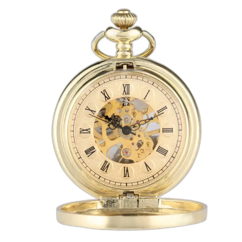 Golden Hollow Skeleton mechanisch zakhorloge in goud, elegant en verfijnd