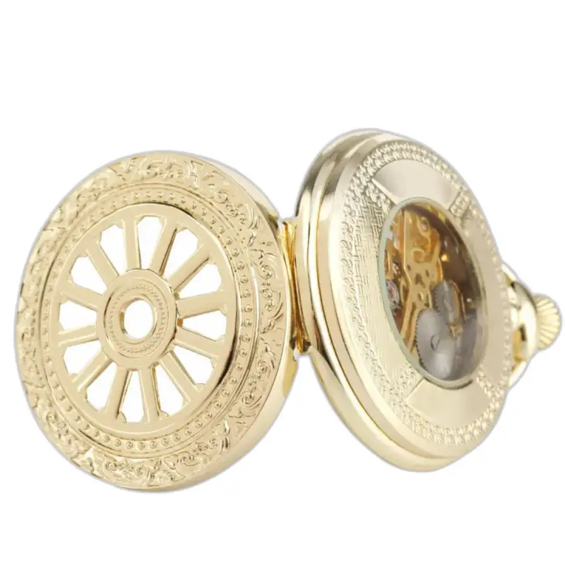 Goudkleurig mechanisch zakhorloge met elegant hol skeletontwerp
