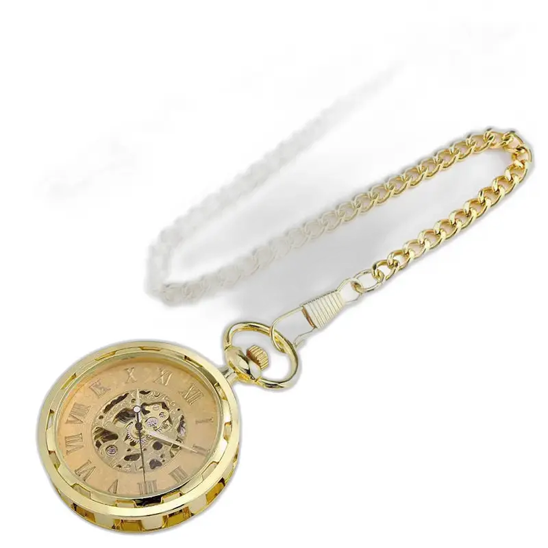 Gouden skelet chic mechanisch zakhorloge met gouden ketting