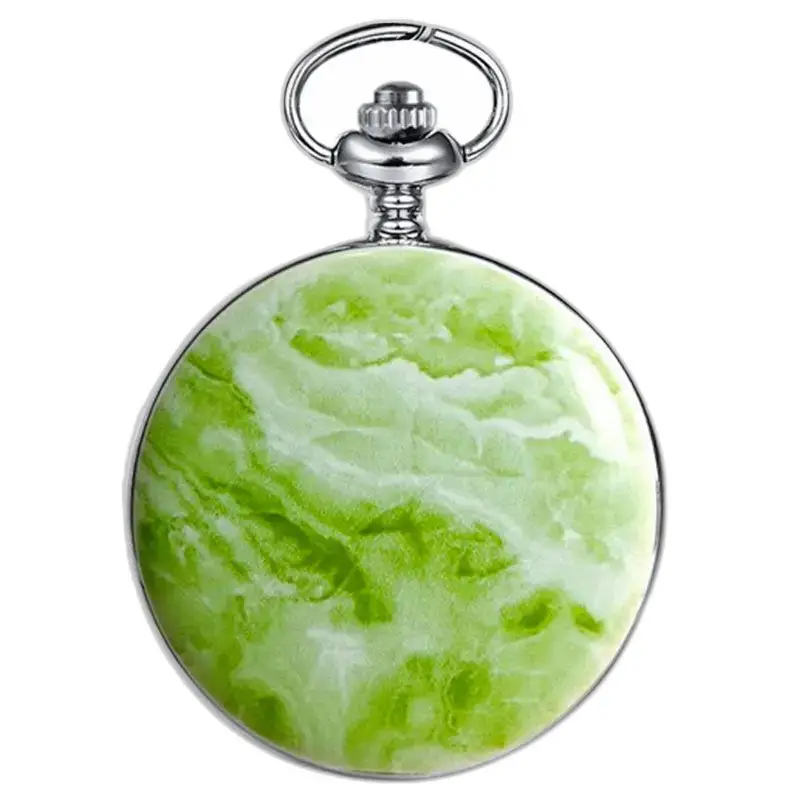 Luxe Greenmarble mechanisch zakhorloge met een groen en wit gemarmerd ontwerp